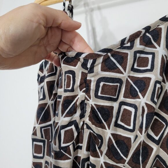 Planet Brown Geometric Print Fit and Flare Midi Dress Adjustable Spaghetti Strap - Picture 4 of 12